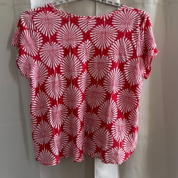 Joie Womens Top Plus Size 3X Red Floral 100% Linen Beach Lagenlook Boho 18498 - Picture 2 of 9